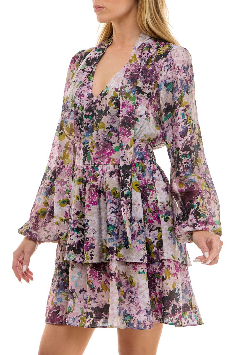 Socialite Long Sleeve Tiered Minidress, Alternate, color, 