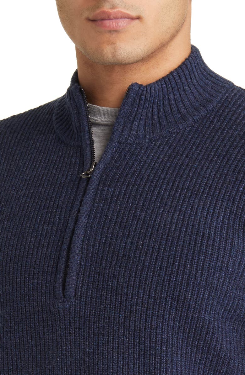 Schott NYC Half Zip Rib Wool Blend Sweater, Alternate, color, Navy
