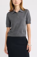 Open Edit Short Sleeve Polo Sweater