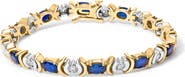 Haus of Brilliance 14K Gold 1.0 Ct Diamond & 6 1/2 Cttw Sapphire Link Bracelet