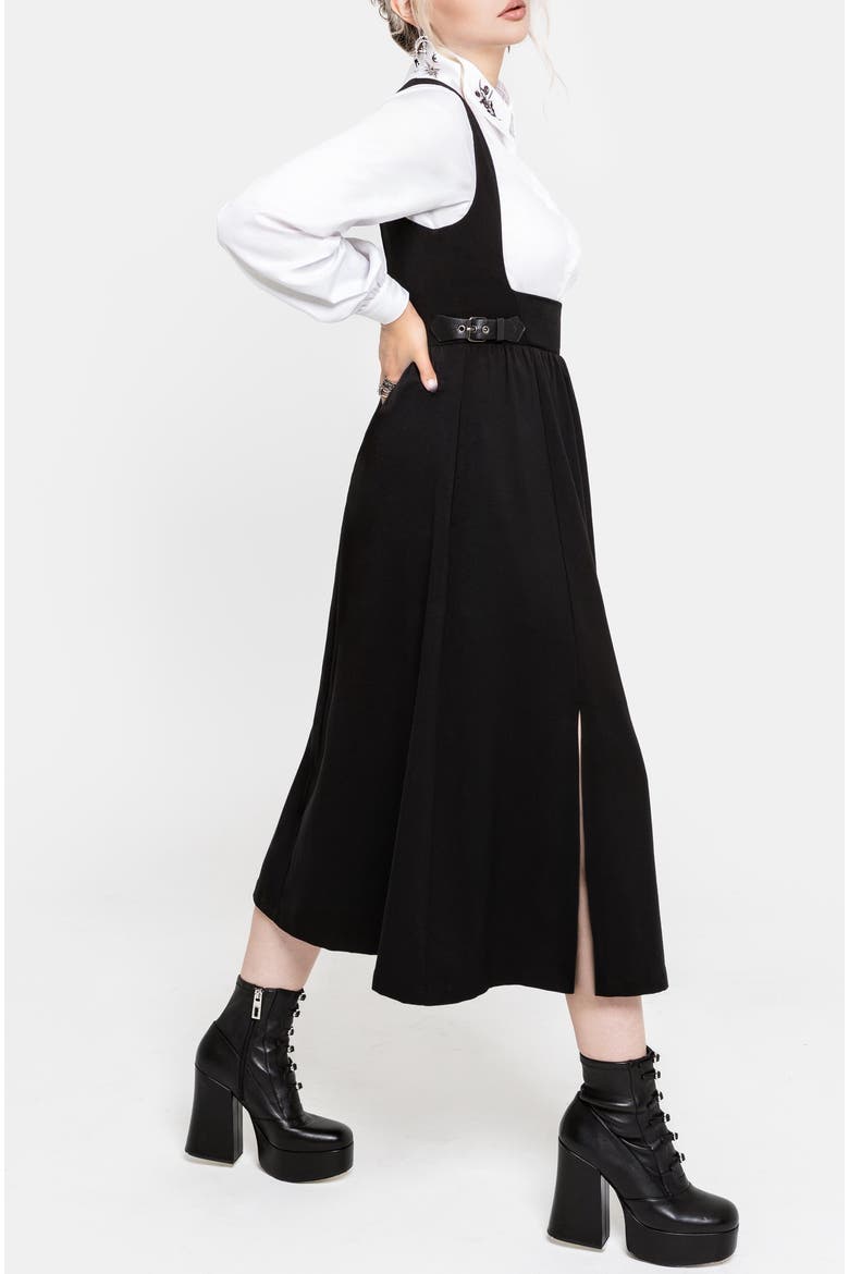 Nightingale Pinafore Midi Dress, Alternate, color, Black