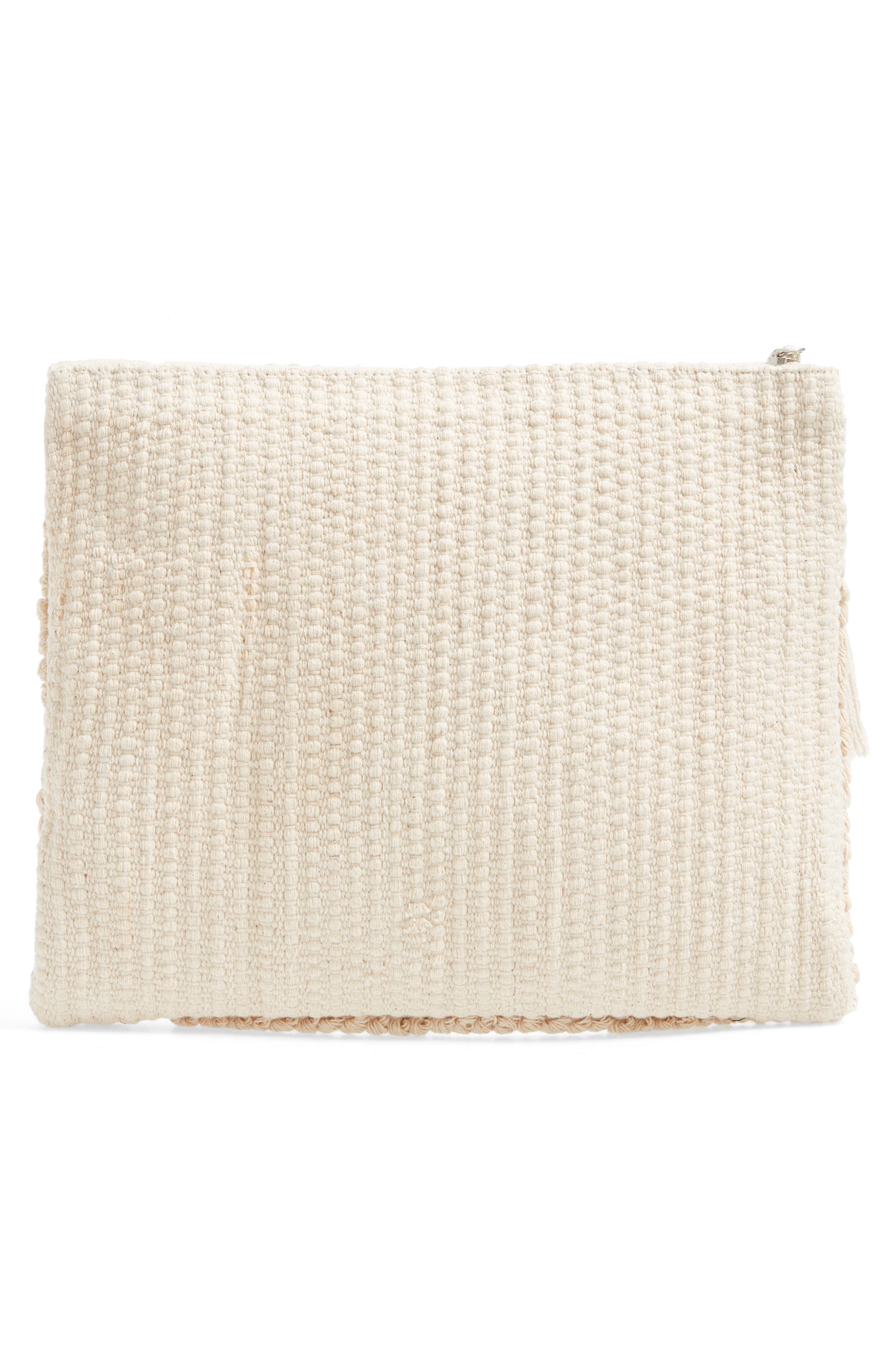 Palisades Tasseled Woven Clutch, Alternate, color, CREAM