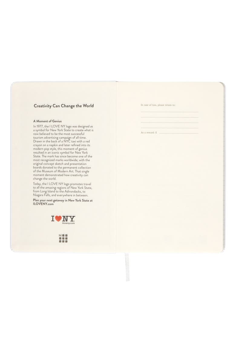 Moleskine Large Ruled Hardcover I Love New York Notebook, Alternate, color, White