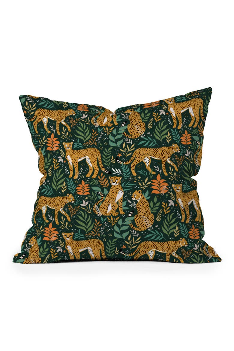 Cheetah Print Throw Pillow, Main, color, GREEN