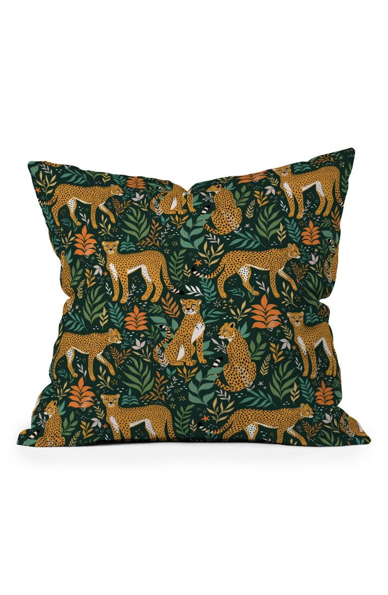 Deny Designs Cheetah Print Throw Pillow, Main, color, Green
