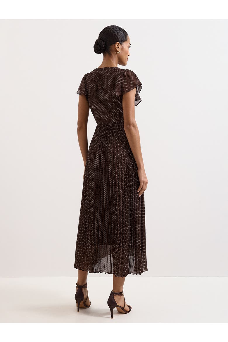 Louisa V-Neck Pleated Wrap Dress, Alternate, color, Brown
