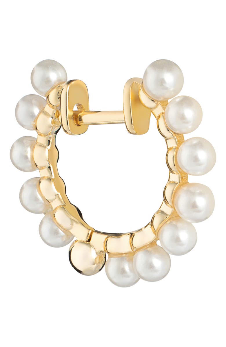 ATHRA LUXE Freshwater Pearl Hoop Earrings, Alternate, color, Gold