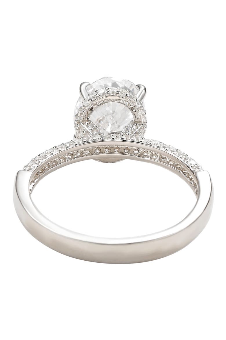 Sterling Silver Cubic Zirconia Oval Ring, Alternate, color, WHITE