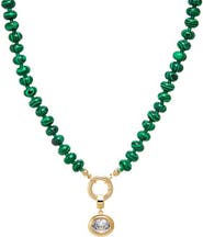 BY ADINA EDEN Colored Natural Stone Beaded /CZ Oval Bezel Charm Necklace
