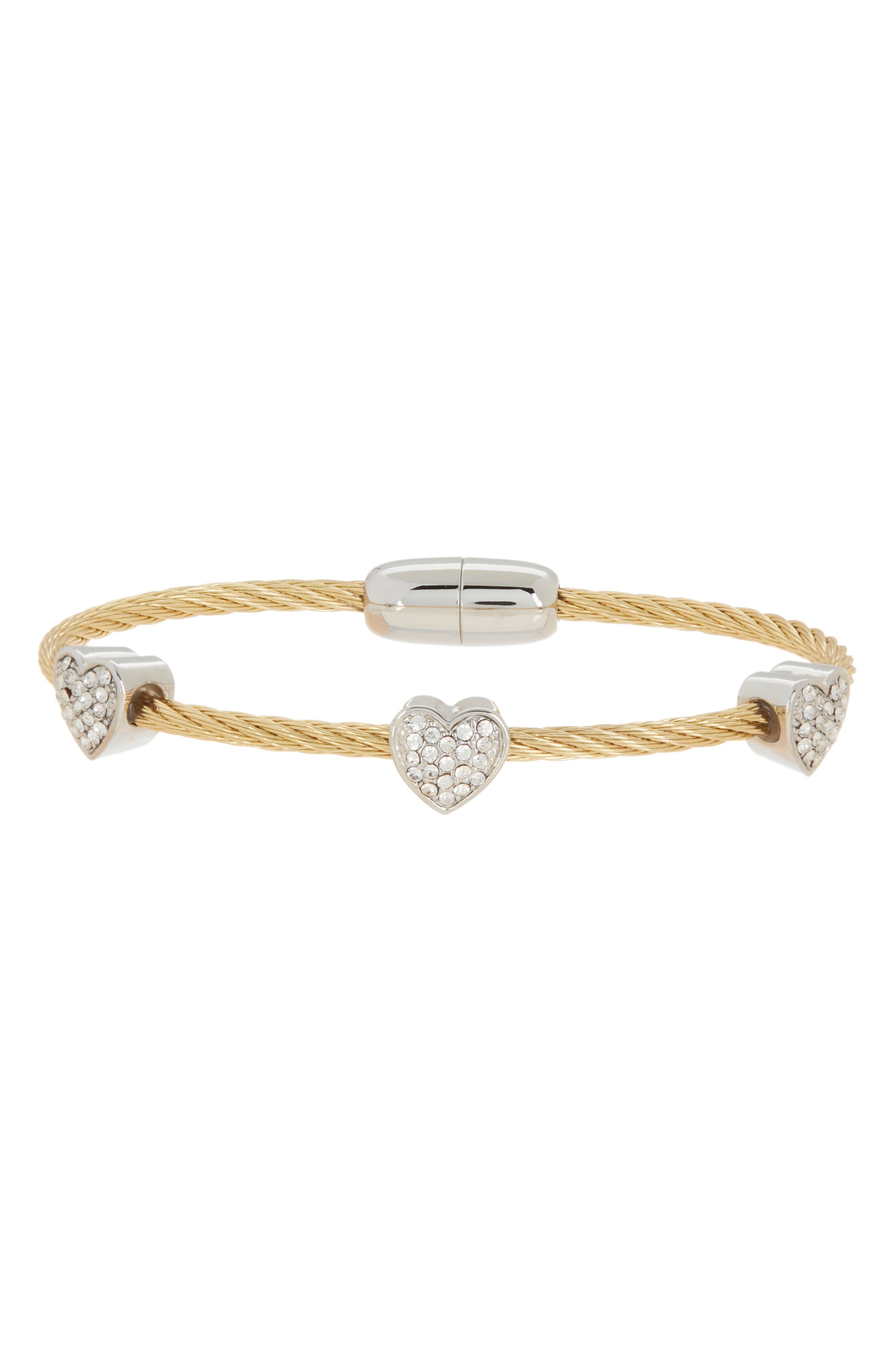 Juvell Two-Tone Wire CZ Station Bracelet