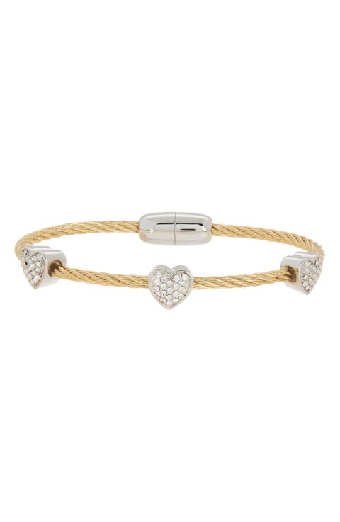 Two-Tone Wire CZ Station Bracelet
