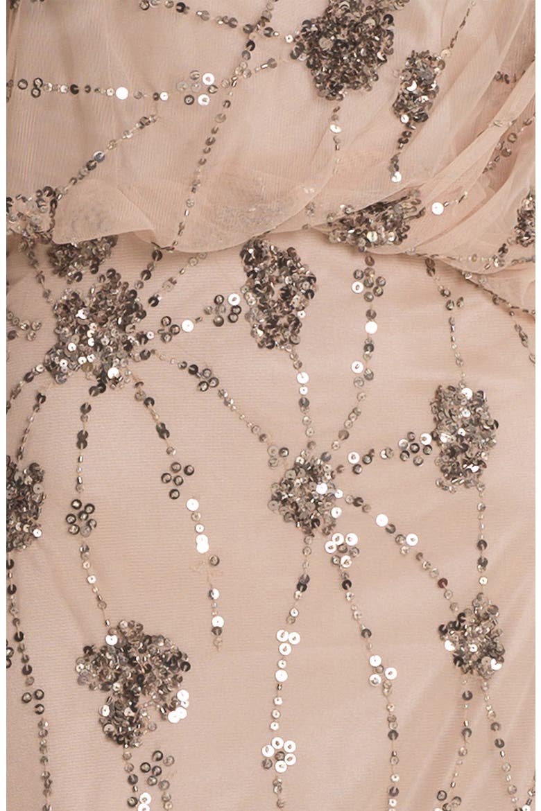 Beaded One Shoulder Blouson Gown, Alternate, color, BEIGE