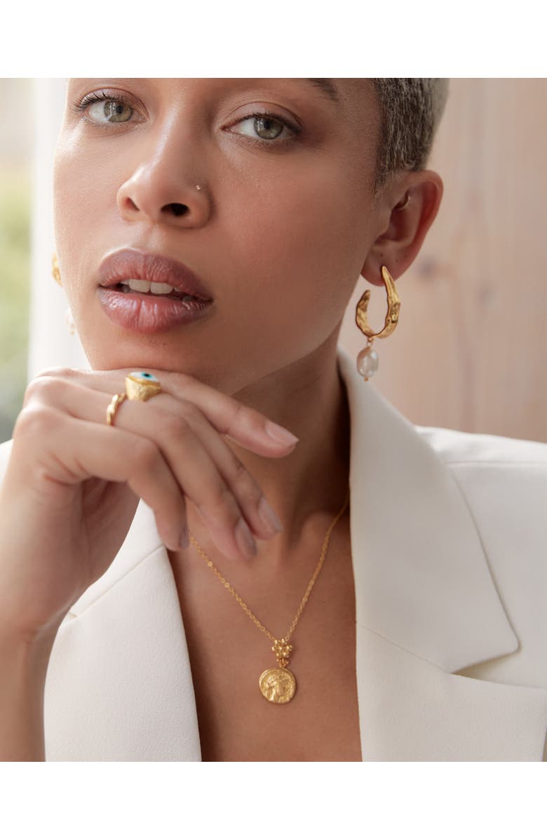 Ottoman Hands Goddess Demeter Coin Stud Earrings, Alternate, color, Gold