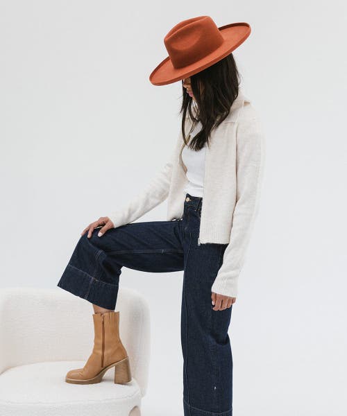 Gigi Pip Amelia Pencil Brim Fedora Hat In Clay