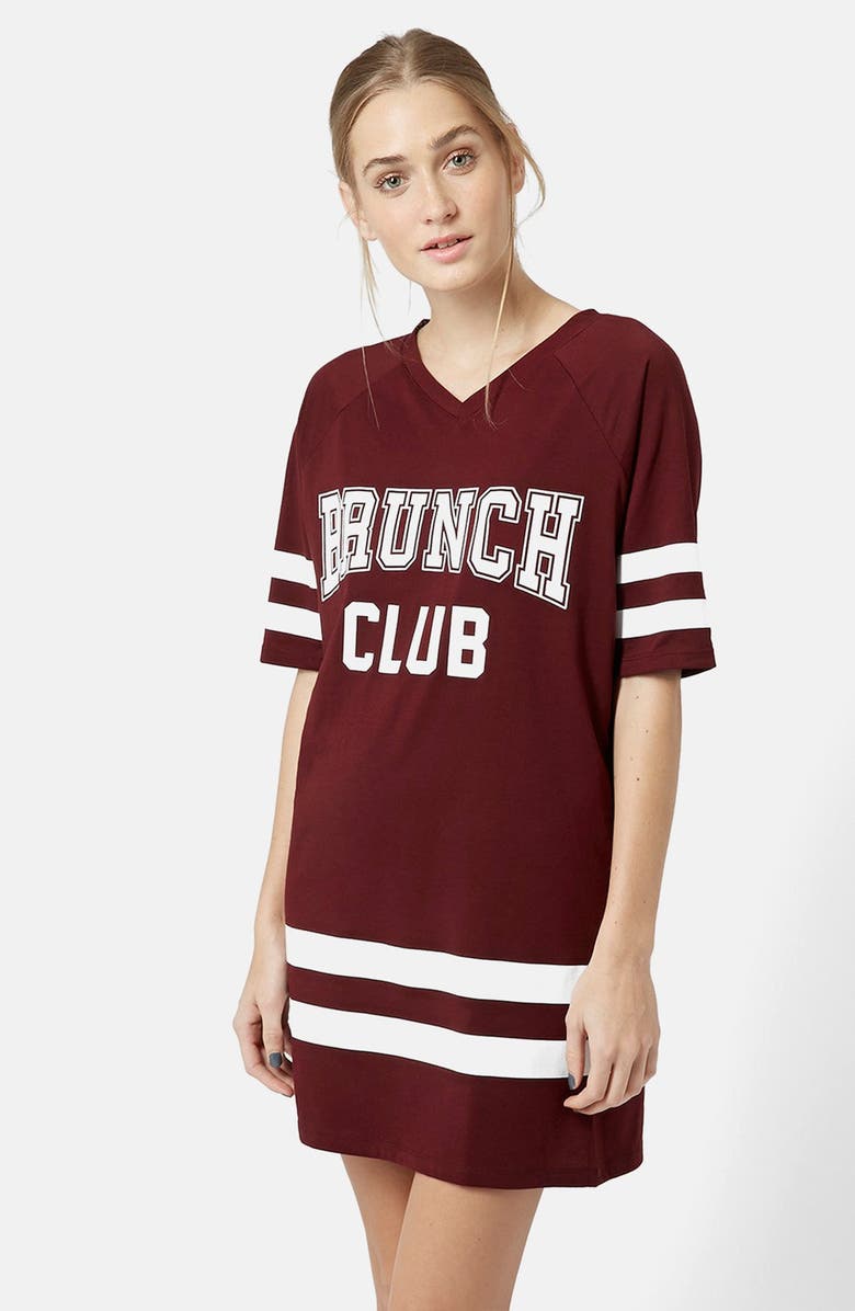 Topshop Brunch Club Long Tee, Main, color, 