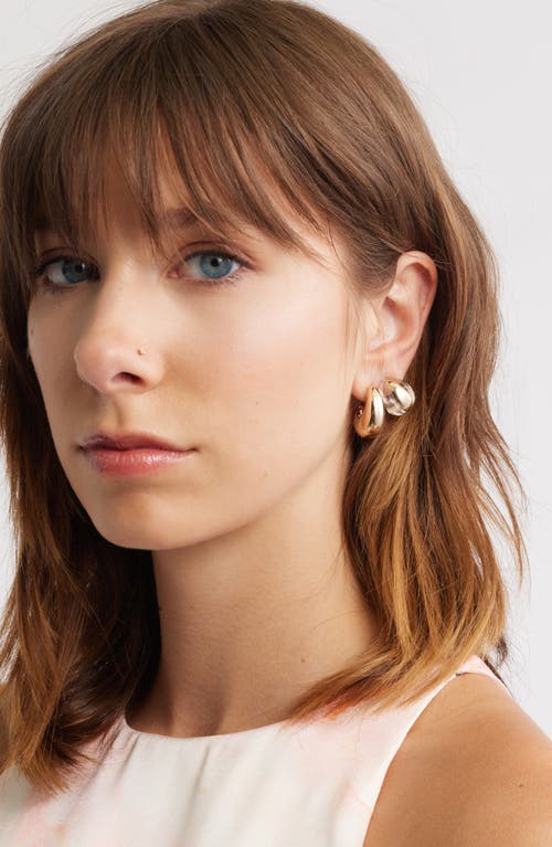 Open Edit Set Of 2 Huggie Earrings In Gold
