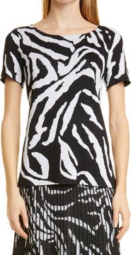 Misook Zebra Swirl Knit Top