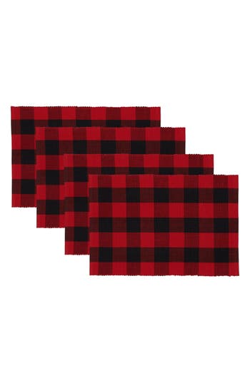 Design Imports Buffalo Check Set Of 4 Placemats In Red