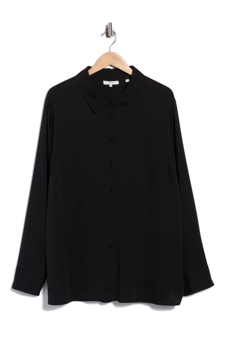 Stretch Silk Slim Blouse, Main, color, BLACK