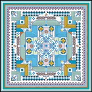 Jessie Zhao New York Silk Scarf Of Reconstruction With Shapes In Blue