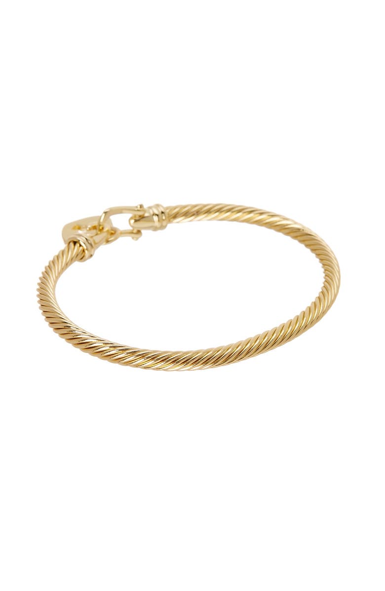 MESHMERISE 18K Gold Plated Sterling Silver Heart Charm Twisted Cable Bangle, Alternate, color,