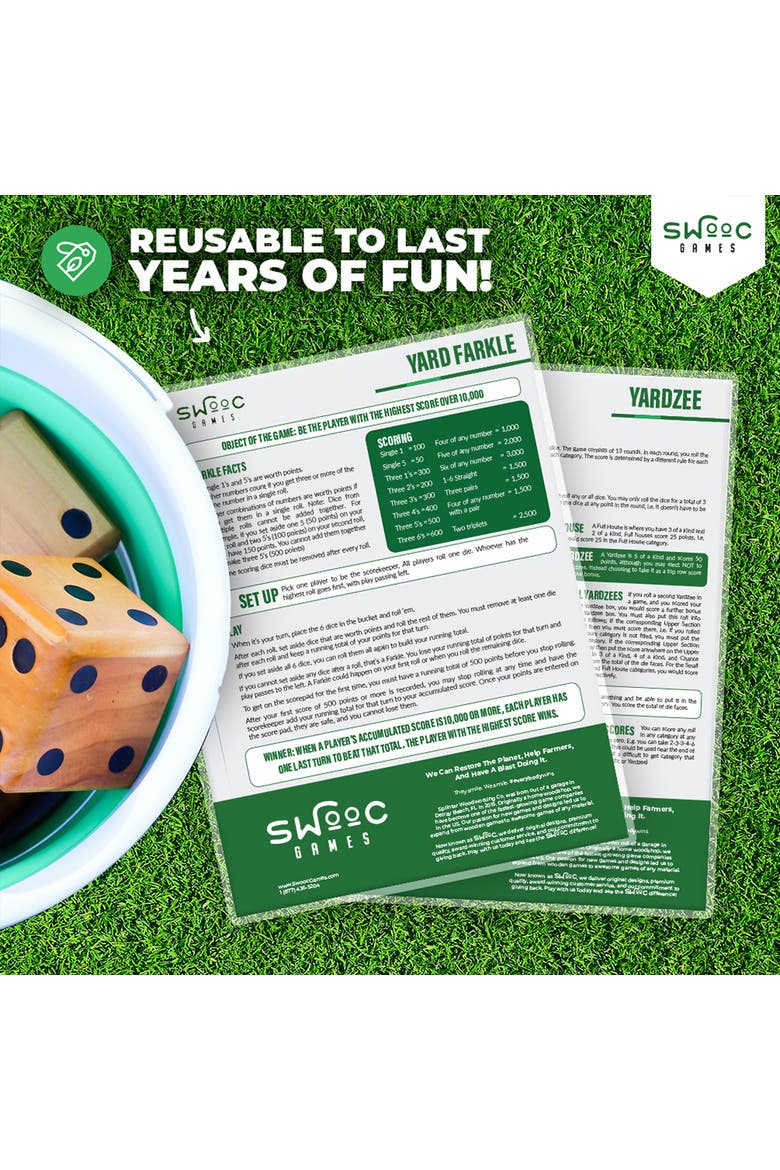 5 Pack Premium Yardzee & Farkle Scorecards, Alternate, color, White