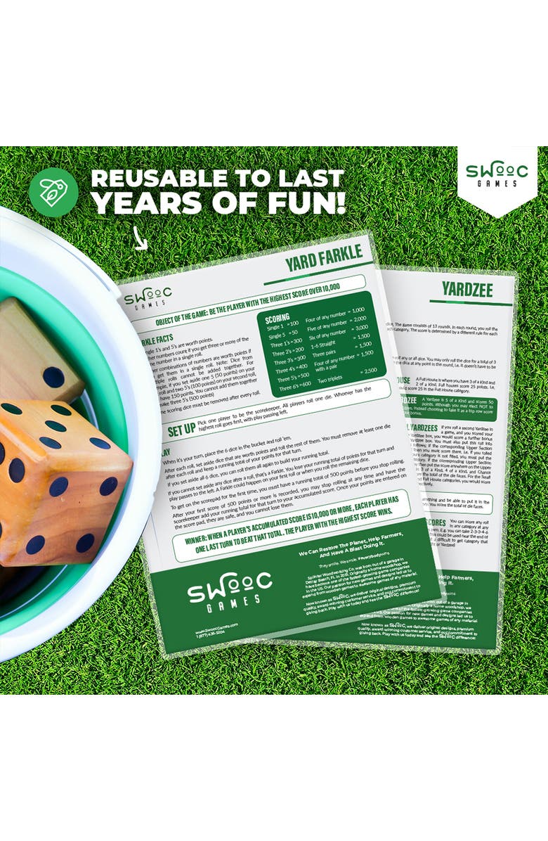 Swooc Games 5 Pack Premium Yardzee & Farkle Scorecards, Alternate, color, White