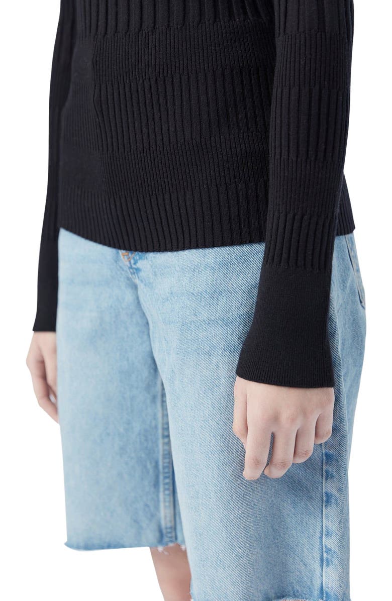 GOBI Mongolian Cashmere Ribbed Cotton Silk Cashmere Blend Sweater, Alternate, color, Black