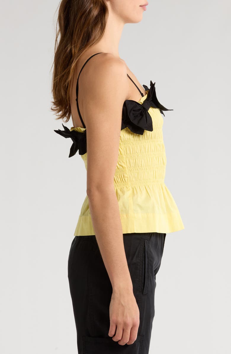 Damson Madder Bea Bow Accent Cotton Peplum Camisole, Alternate, color, Yellow