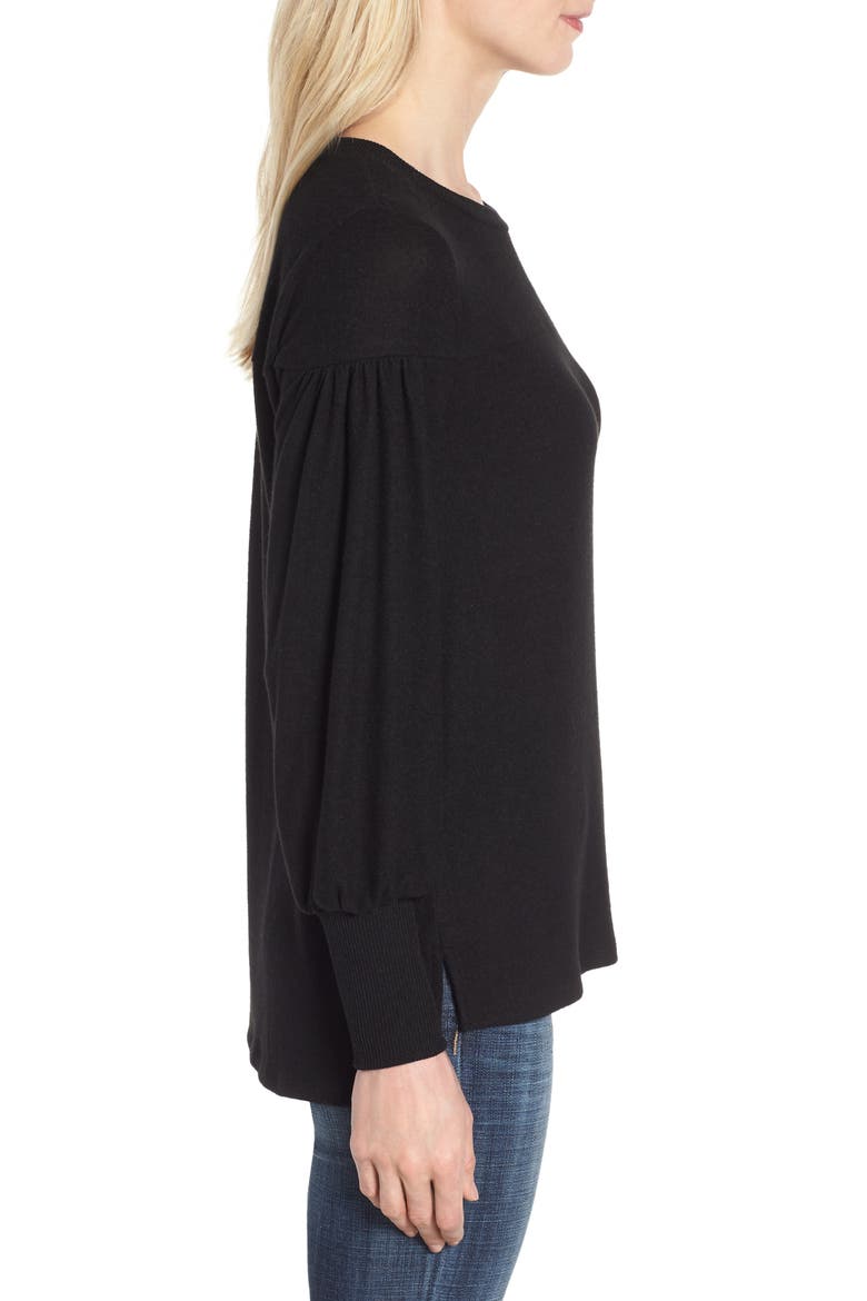 Gibson Cozy Blouson Pullover, Alternate, color, BLACK
