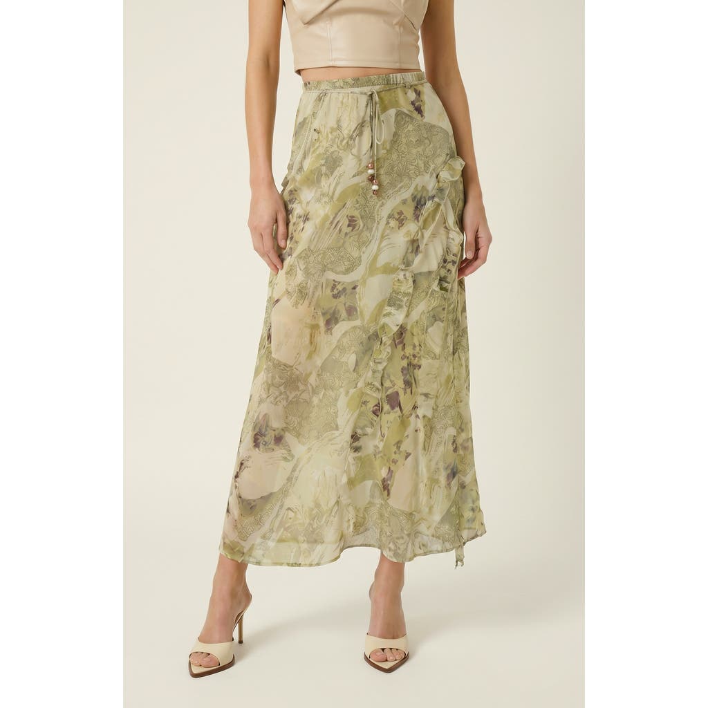 Modenaire Midi Ruffle Skirt In Multi