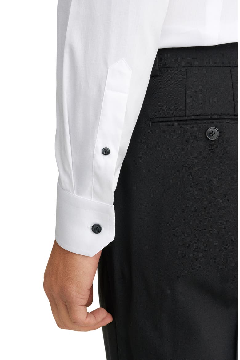 Contemporary Fit White Cotton Twill Dress Shirt, Alternate, color, WHITE