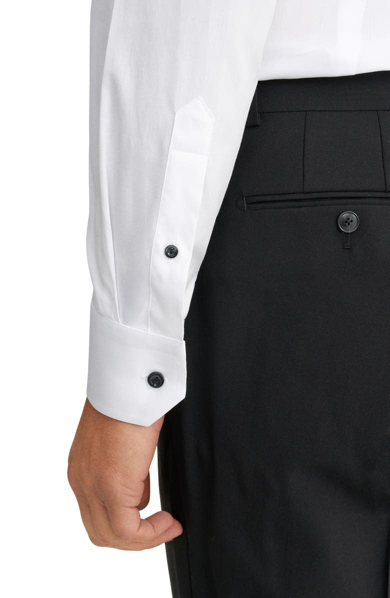 Eton Contemporary Fit White Cotton Twill Dress Shirt, Alternate, color, White