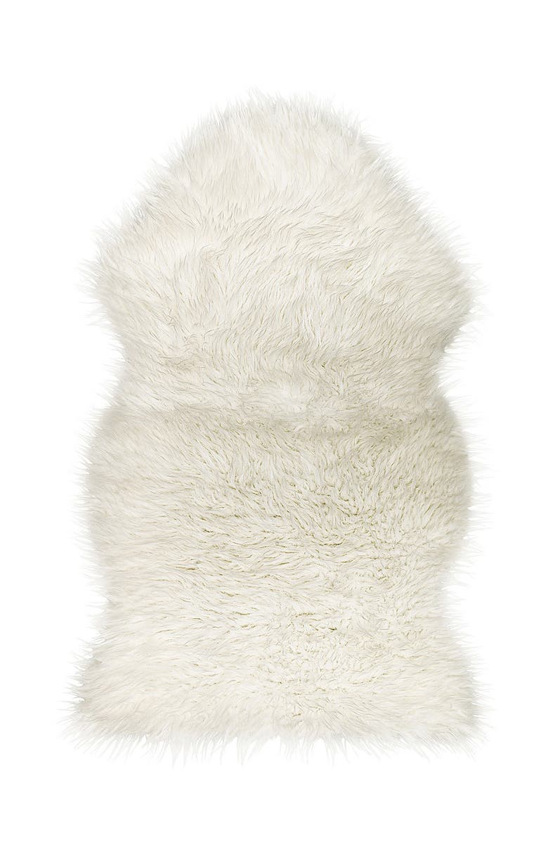 LUXE Faux Fur Gordon Rug - 2ft x 3ft - Off White, Main, color, Off White