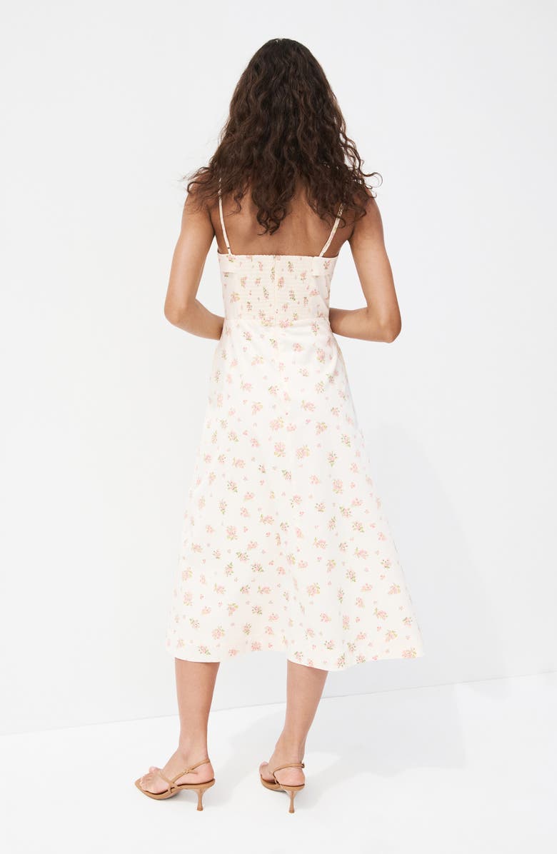 MANGO Ditsy Floral A-Line Midi Dress, Alternate, color, Ecru