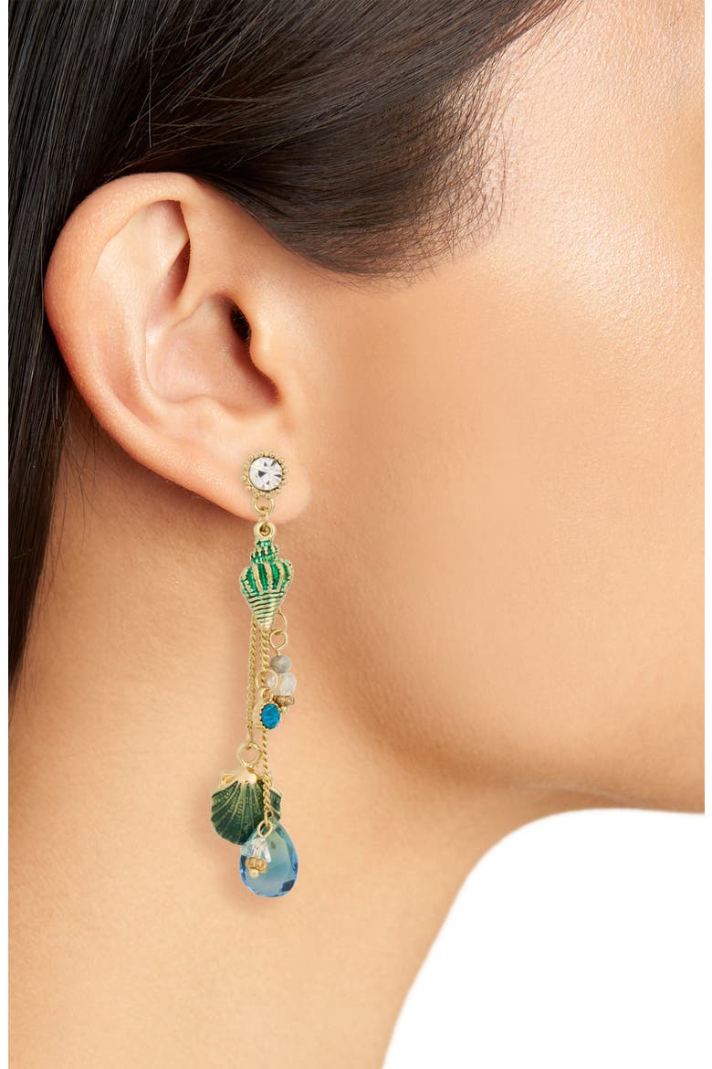Delia CZ Seashell Charm Dangle Earrings, Alternate, color, GOLD