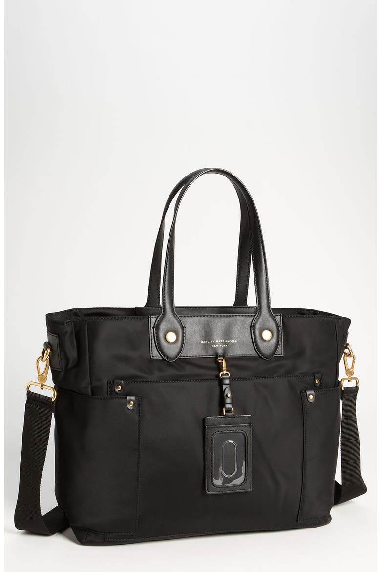 MARC BY MARC JACOBS 'Preppy Nylon Eliz-a-baby' Diaper Bag, Main, color, BLACK