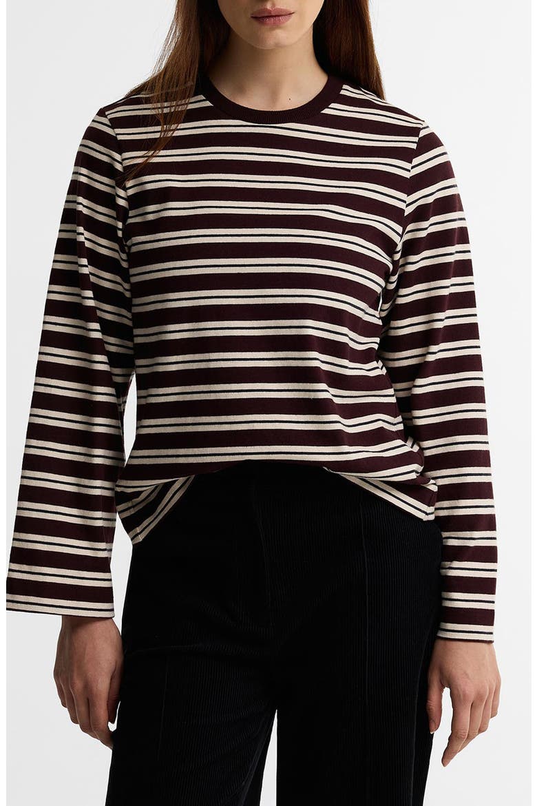 Maplewood Striped Long Sleeve T-Shirt, Main, color, FIG/ BIRCH