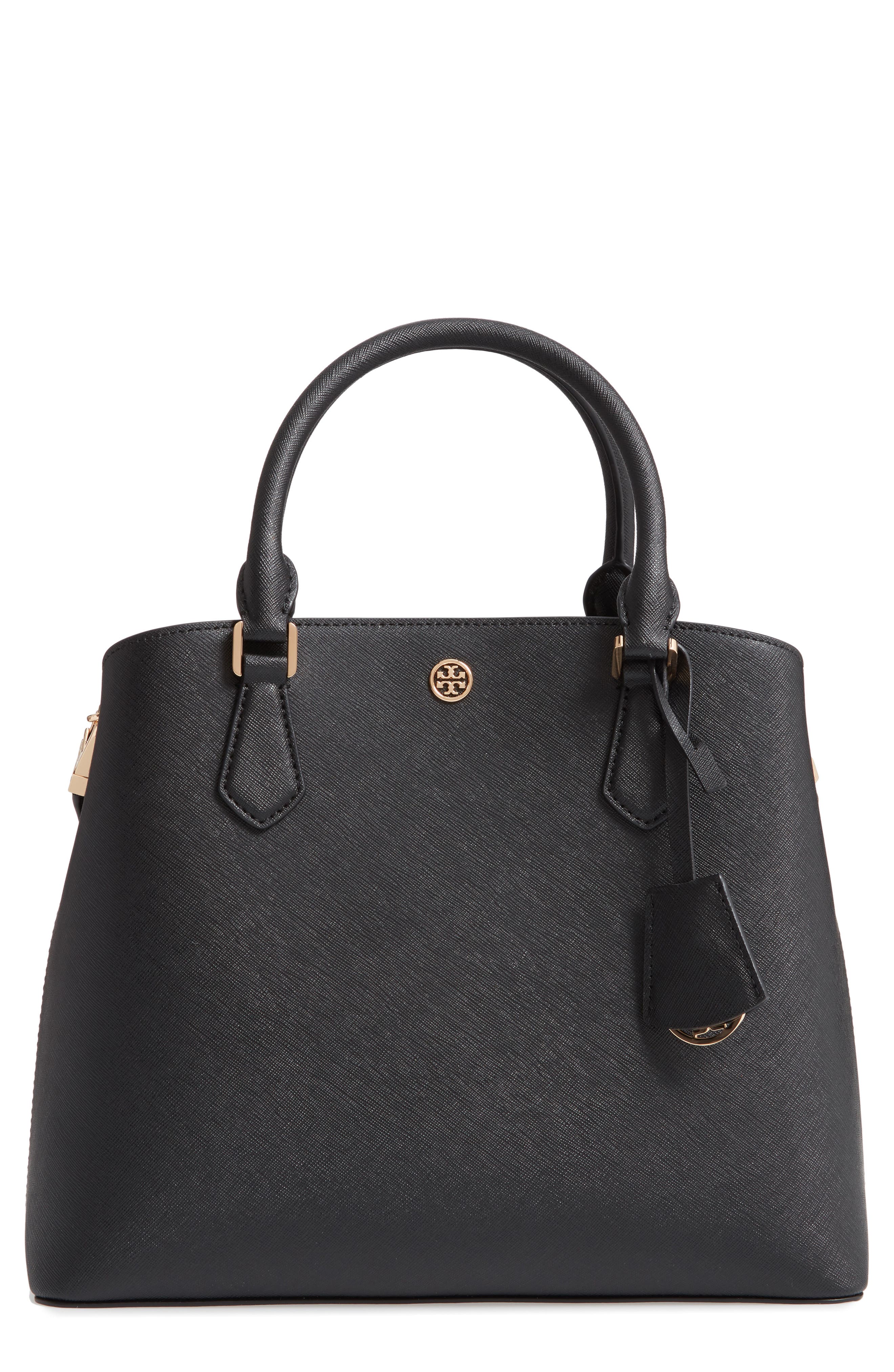 Medium Robinson Leather Triple Compartment Bag, Main, color, BLACK