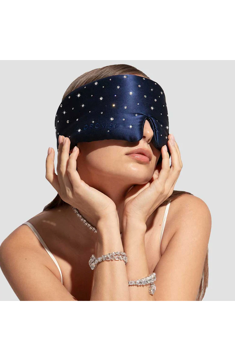 Drowsy Sleep Co. Swarovski Silk Sleep Mask, Alternate, color, Midnight Blue
