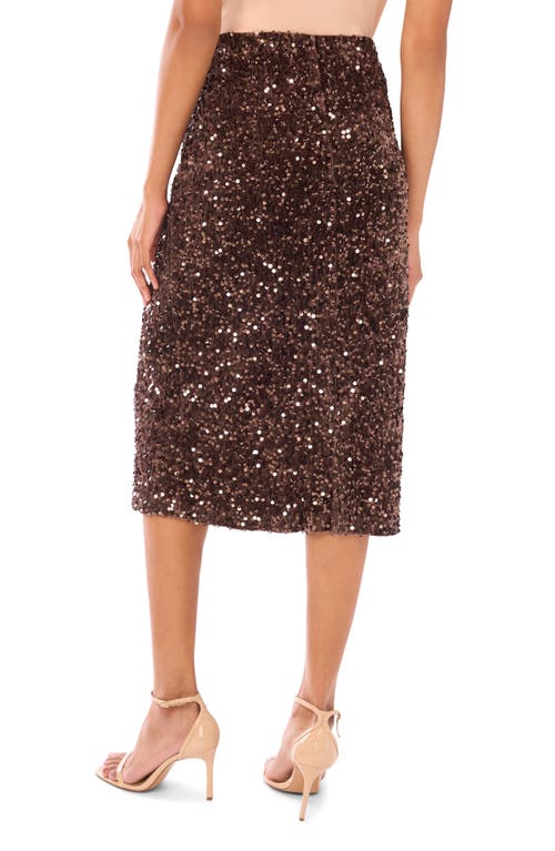 Halogen ® Sequin Embellished Velvet Midi Skirt In Brown