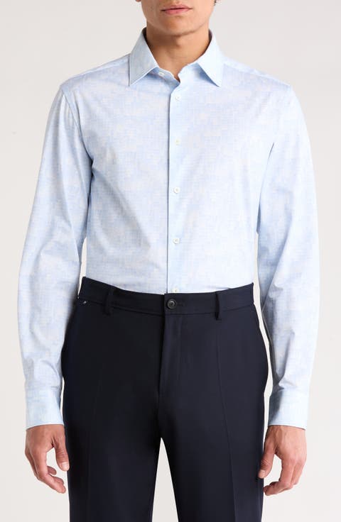 James Long Sleeve Stretch Cotton Button-Up Shirt