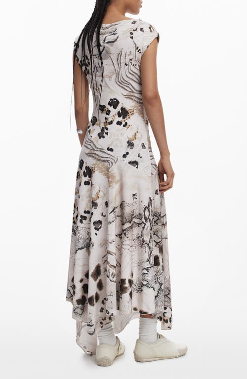 Desigual Drape Asymmetric Maxi Dress In Multi