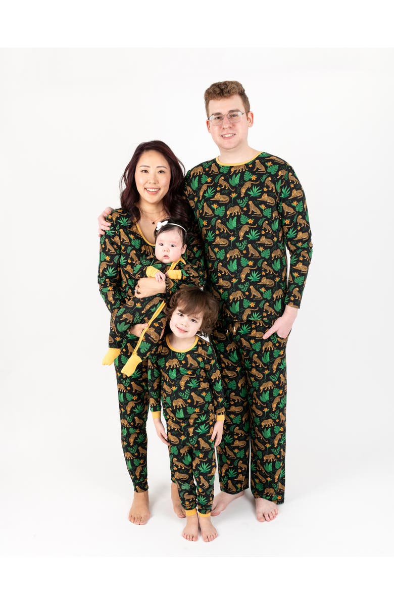Leveret Kids Viscose Matching Family Holiday Pajamas, Reindeer & Polar Bear Prints, Alternate, color, Leopard