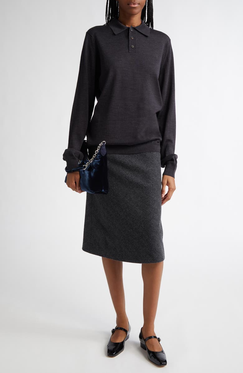 Maison Margiela Wool Herringbone A-line Midi Skirt, Alternate, color,