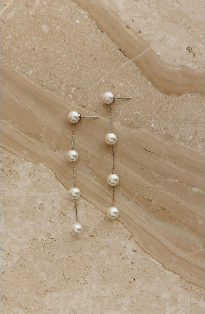 Untamed Petals Luna Pearl Drop Earrings, Alternate, color, Silver