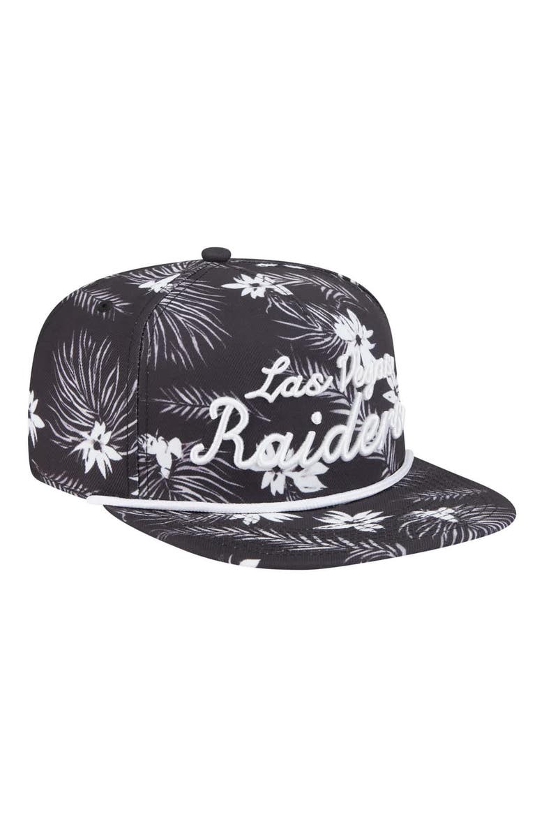 Men's New Era  Black Las Vegas Raiders Palm Print A-Frame 9FIFTY Snapback Hat, Alternate, color, Black