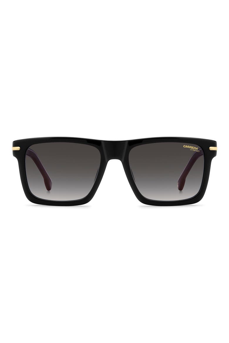 55mm Gradient Rectangular Flat Top Sunglasses, Main, color, BLACK RED/ DARK GREY SF