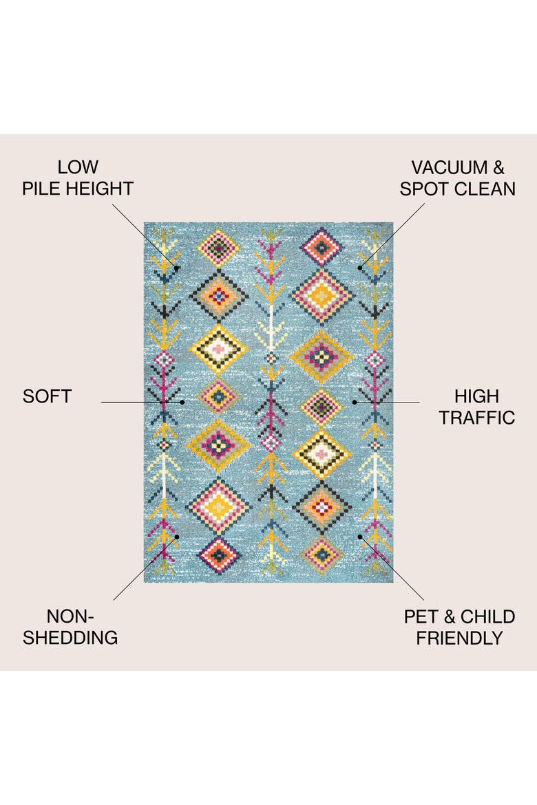 Love Geometric Area Rug, Alternate, color, Light Blue/Multi