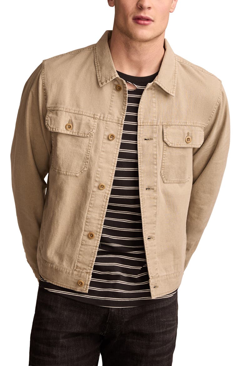 Linen & Cotton Trucker Jacket, Alternate, color, PELICAN
